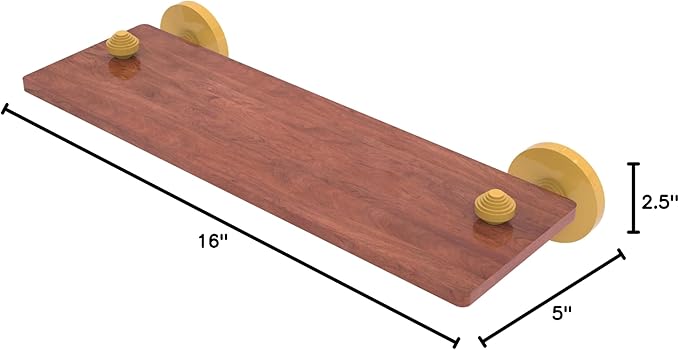 Allied Brass SB-1-16-IRW-SGL South Beach Collection 16 Inch Solid IPE Ironwood Shelf, Spanish Gold