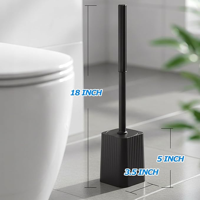 FORASTO 2Pack Toilet Bowl Brush and Holder Set - Toilet Scrubber Brush,Cleaning Brush,Bathroom Decor,Household Essentials,Cleaning Supplies,Home Essentials,Black