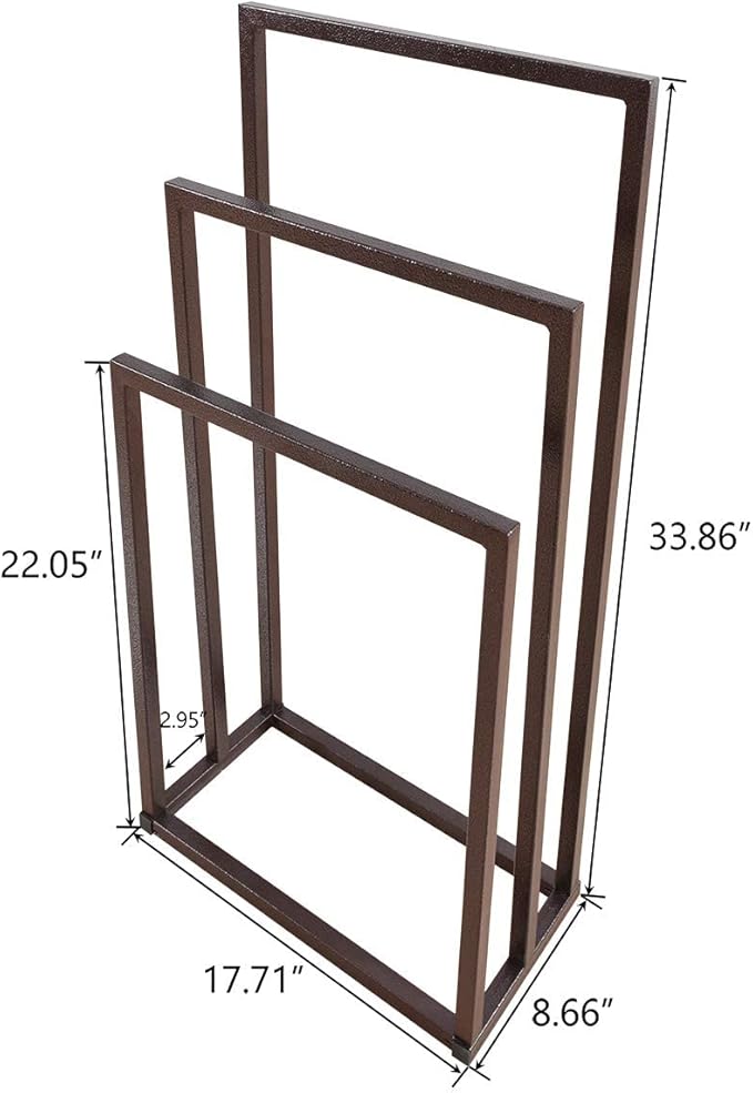 Metal Towel Racks Stand Bathroom freestanding Towel Racks for Bathroom Outdoor Towel Rack Standing Towel Rack 3 Bars Freestanding Drying Shelf Washcloths Holder Bronze