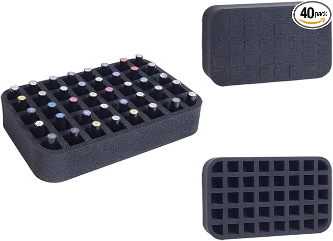 Nail Polish Organizer Holder Foam Pad with Slots for Storage 40 Bottles (15ml/0.5fl.oz) Nail Polish or Essential Oil Tray for Drawers Black