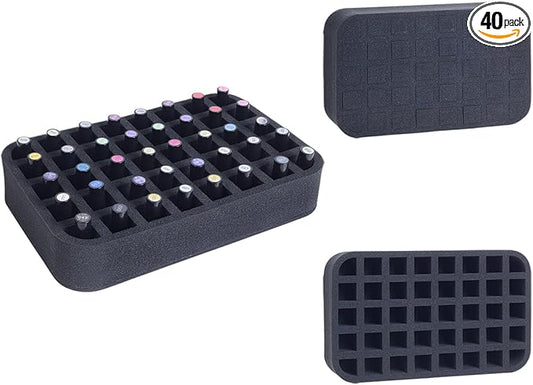 Nail Polish Organizer Holder Foam Pad with Slots for Storage 40 Bottles (15ml/0.5fl.oz) Nail Polish or Essential Oil Tray for Drawers Black