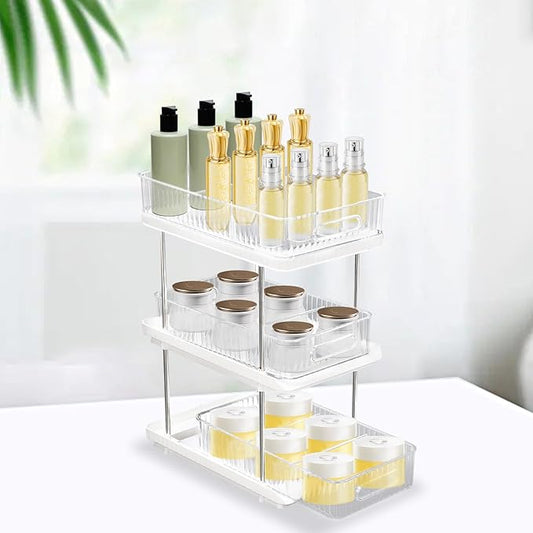 Makeup Organizer, 3-Tier Skincare Organizer Countertop, Uitable for Storing Cosmetics, Toiletries, Spice Jars, 9 Compartments, 30x19x39.5cm