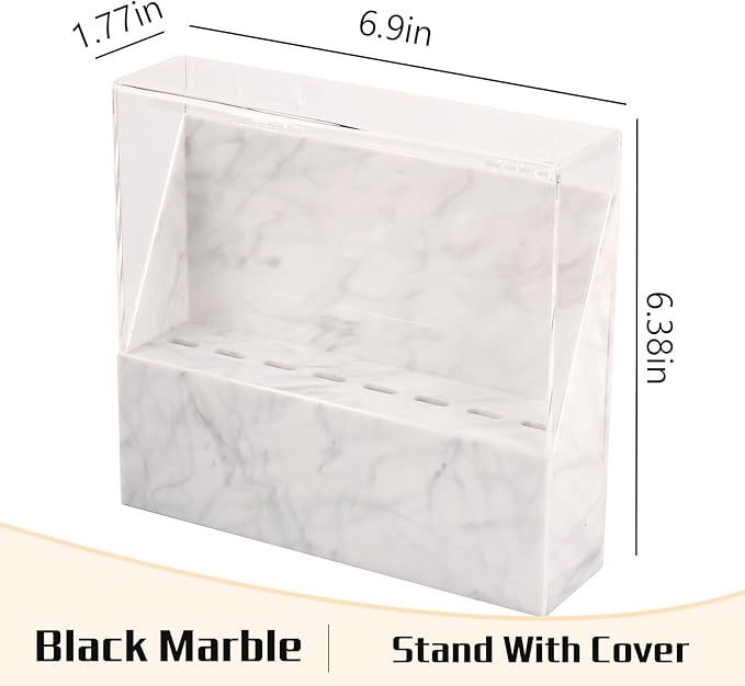 8 Holes Dust proof Tweezer Storage Rack,Acrylic Tweezer Display Stand Holder Eyelash Extension Supplies Lash Accessories Tools (Marble White)