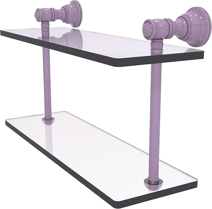 Allied Brass CL-2-16-LVN Carolina Collection 16 Inch Two Tiered Glass Shelf, Lavender
