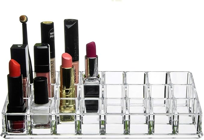 Lipstick Storage Box 24 Grid New Acrylic Transparent Makeup Organizer Cosmetic Display Stand Lipstick Holder