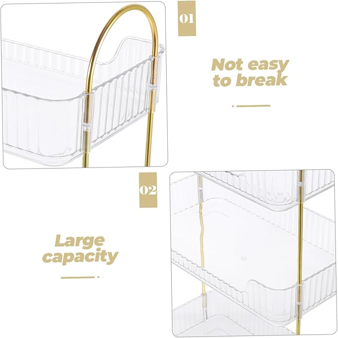 OUNONA Tiered Bathroom Organizer Storage Rack for Toiletries Makeup and Kitchen Spices Space-Saving Countertop Shelf for Bathroom and Vanity Use