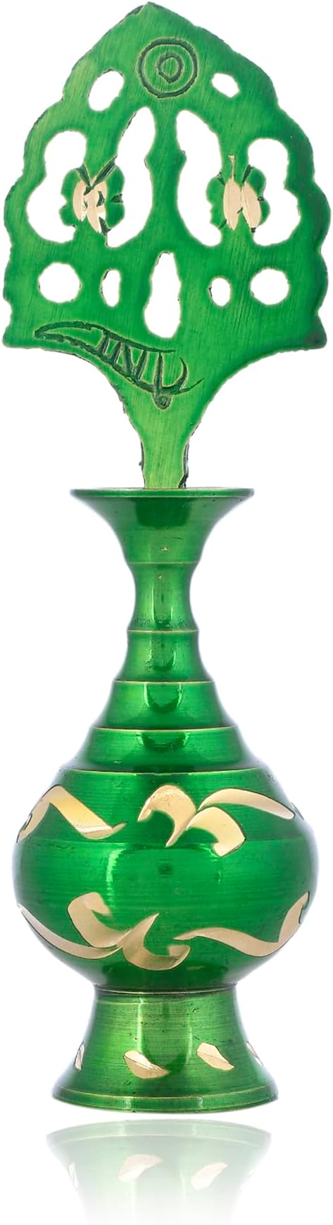 Brass Surmedani Surma Holder Kohl Kajal Applier without Surma (Green)