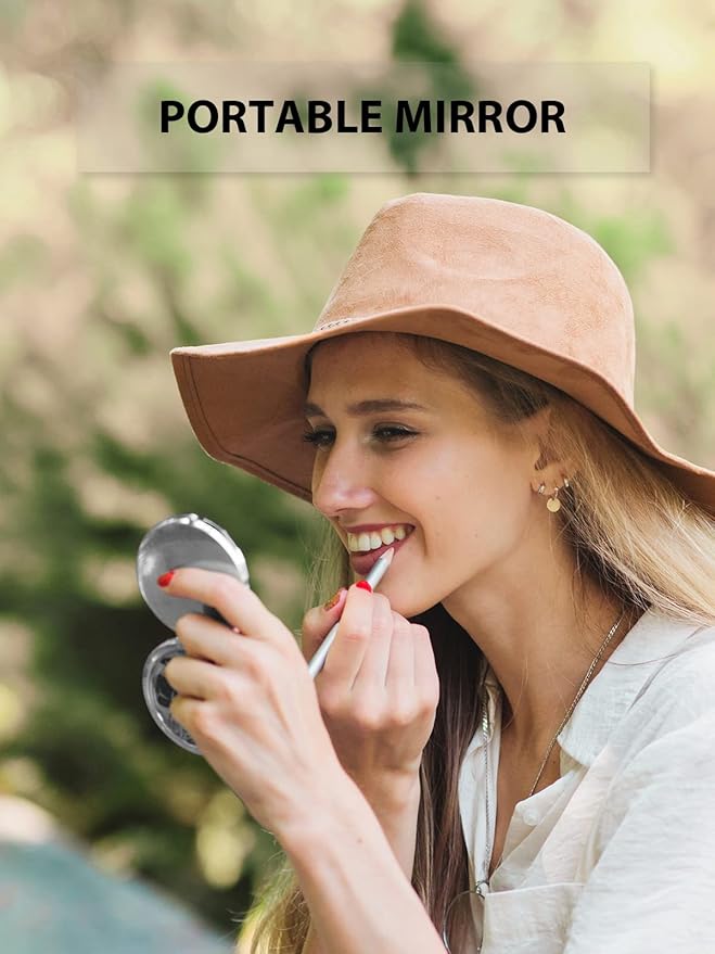 Compact Mirror Bulk, Pack of 24 Double-Sided 1X/2X Magnifying Metal Makeup Mirrors(Round, Silver)