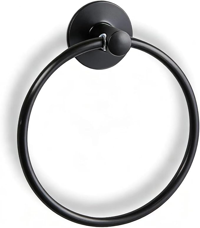 Besteffie Adhesive Towel Ring Self Adhesive Hand Towel Ring Stainless Steel Rustproof Bathroom Towel Holder Wall Mount SUS 304 Stainless Steel Matte Black,Bathroom Hand Towel Holder