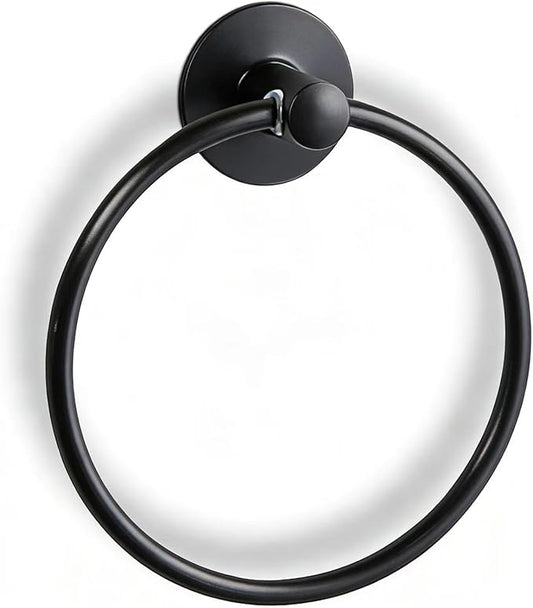 Besteffie Adhesive Towel Ring Self Adhesive Hand Towel Ring Stainless Steel Rustproof Bathroom Towel Holder Wall Mount SUS 304 Stainless Steel Matte Black,Bathroom Hand Towel Holder