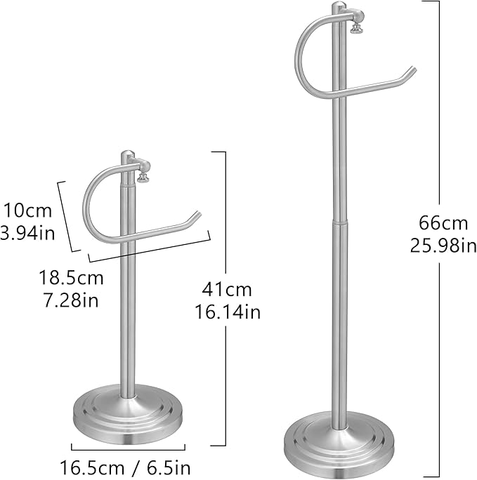 RFOUO Hand Towel Holder Stand,Standing Towel Racks for Bathroom,Hand Towel Holder for Bathroom Kitchen Vanity Countertops,Stainless Steel Adjustable Towel Bar 16.5-26 Inch(Brushed Nickel)