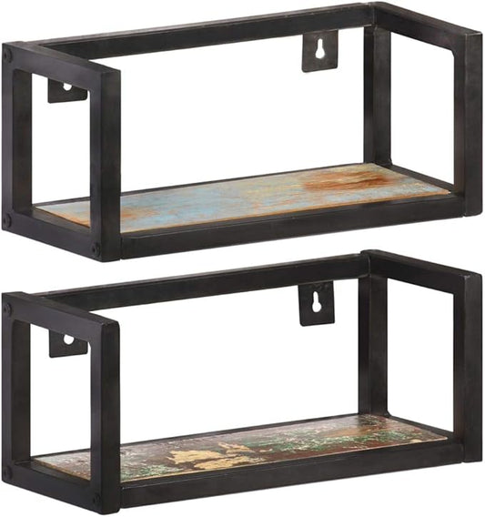 Wall Shelves 2 pcs 15.7 Solid Reclaimed Wood Over Toilet Shelf Shelves for Bedroom Organizador De Baño Estantes para Baños for Living Room Bedroom Bathroom Study