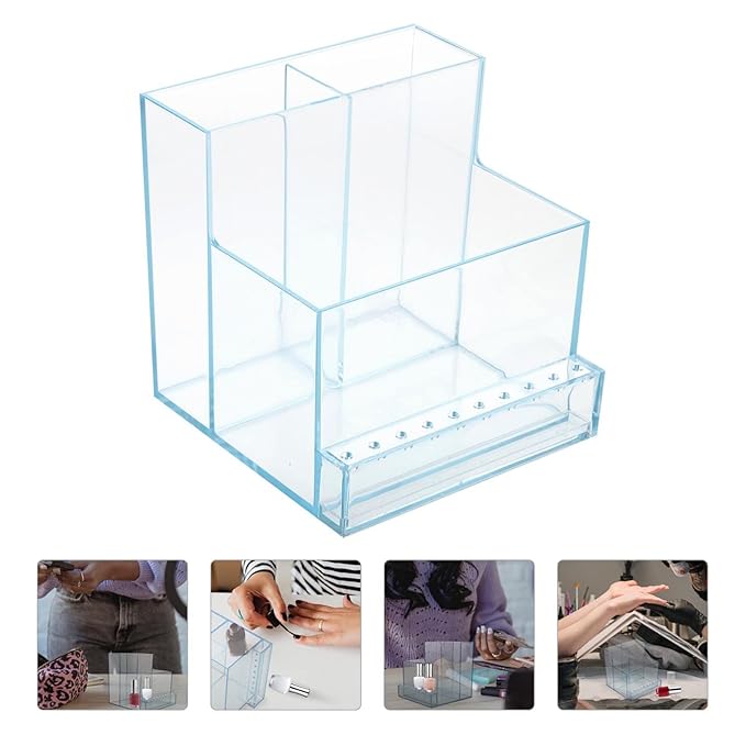 FOMIYES 1pc Polishes Grinding Stand Oils Makeup Holder Professional Head Container Nail Socket Women Bits Proof Clear Rack Supplies Salon Tools Bit Display Organizers Tool