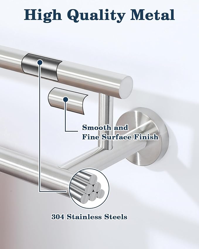 Alise Double Towel Bar Brushed Nickel,32" Towel Racks for Bathroom Wall Mounted,Bathroom Towel Rack SUS304 Stainless Steel Bathroom Towel Holder Quick Drying Hand Towel Holder Towel Bar for Walls