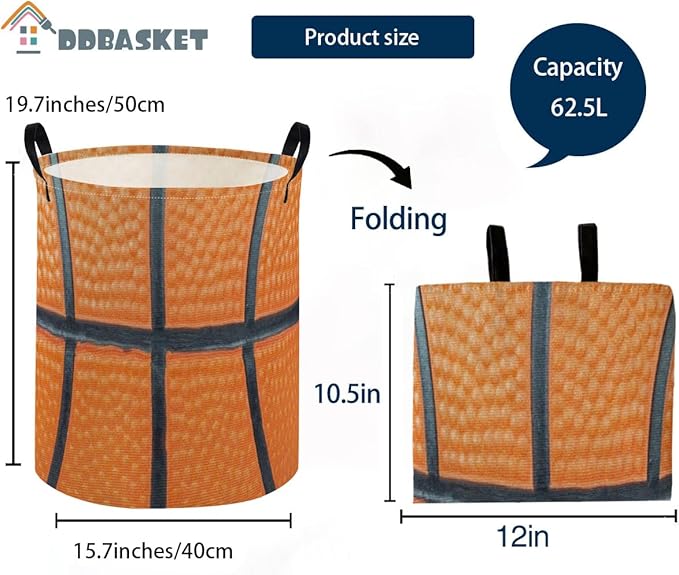 Kids Laundry Basket Basketball Hamper for Nursery Boys Hamper Cute Kids Storage Bin Room Decor for Home(Basketball)