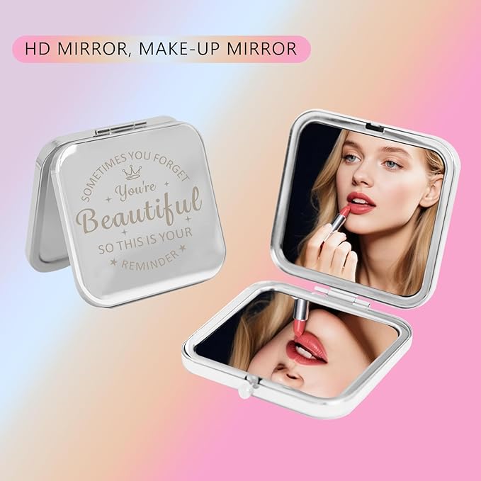 Personalized Gifts for Women Girls, Inspirational Compact Mirror, Sentimental Mothers Day Birthday Gifts for Mom Wife Sister Daughter Niece Grandma Friends, Graduation Gifts for Her, Friendship Gifts