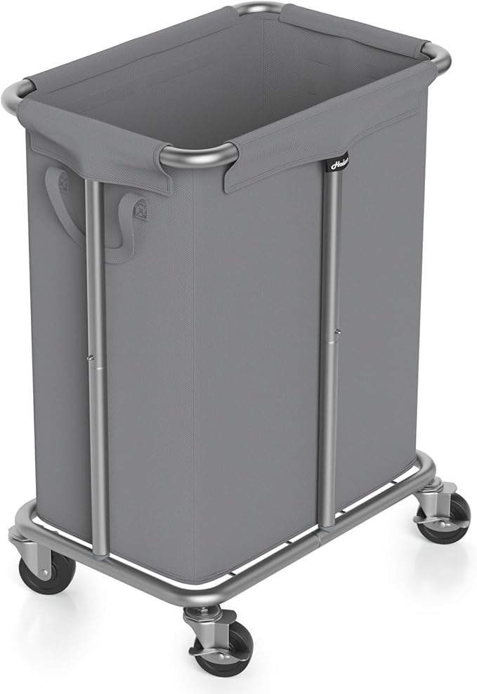Hodonas Laundry Basket with Wheels, Rolling Laundry Hamper, 46 Gallons (170L), Removable and Machine Washable Liner, Steel Frame, Large Laundry Cart for Laundry Room, Bedroom, Bathroom, Dorm - Grey