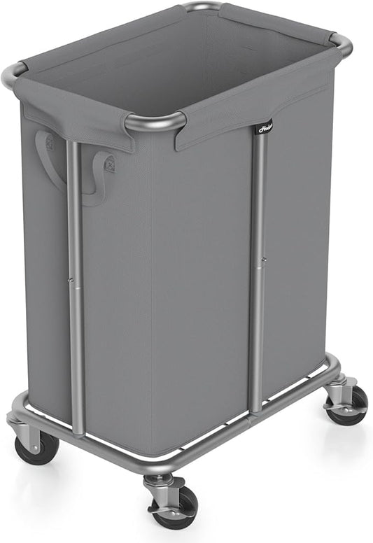 Hodonas Laundry Basket with Wheels, Rolling Laundry Hamper, 46 Gallons (170L), Removable and Machine Washable Liner, Steel Frame, Large Laundry Cart for Laundry Room, Bedroom, Bathroom, Dorm - Grey