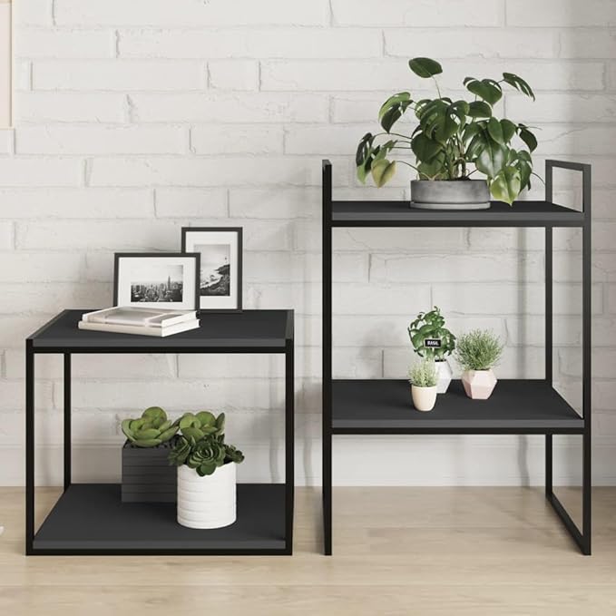 Set of 4 Grey Engineered Wood Floating Shelves Rectangular Simple Shelf for Wall Mount Storage and Display
