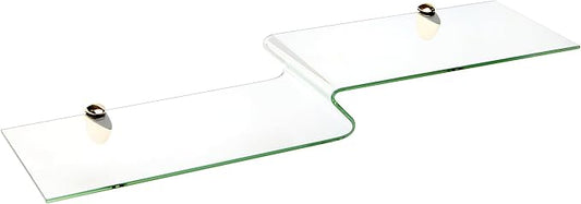 Spancraft Glass Kingbird8x32-Brass Kingbird Bent Glass Shelf, Brass Bracket, 8" x 32"
