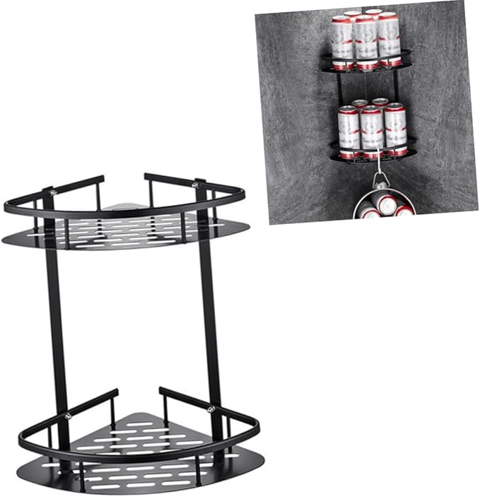 PRETYZOOM Space-Saving Wall-Mounted Bathroom Shelves Aluminum Organizer Rack Shampoo Soap Holder Modern for Surface