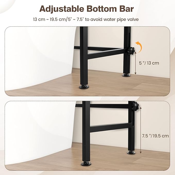 Giantex Over The Toilet Storage Rack, 3-Tier Bathroom Space Saver Organizer with Adjustable Bottom Bar to Fit Most Toilets, Freestanding Above Toilet Storage Rack, Easy Assembly (Brown + Black)