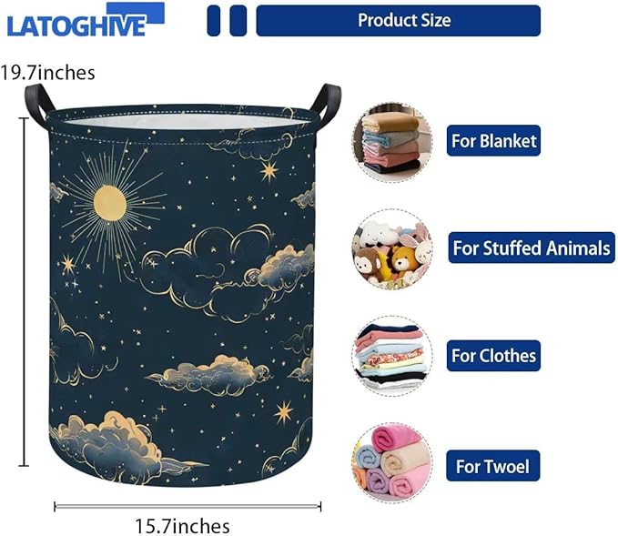 Baby Laundry Hamper kids laundry Basket Waterproof Storage Bin for Bedroom Toy Clothes Organizer Basket Woodland Animals Room D??cor(Stars)