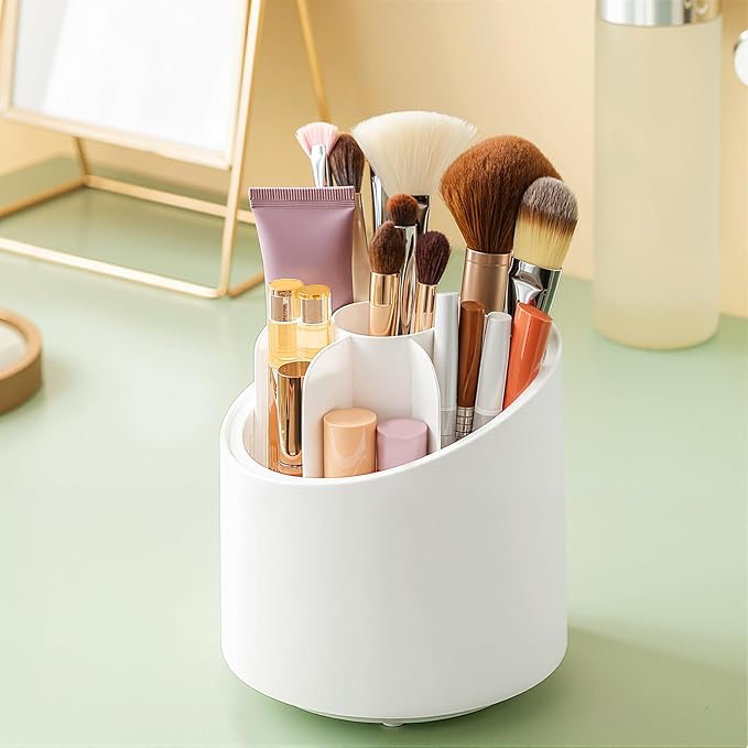 360?? Rotate Makeup Brush Holder Organizer, Makeup Organizers Countertop, Dustproof Beauty Brushes Storage Makeup organization and Skincare Storage for Vanity, Desktop, Bathroom