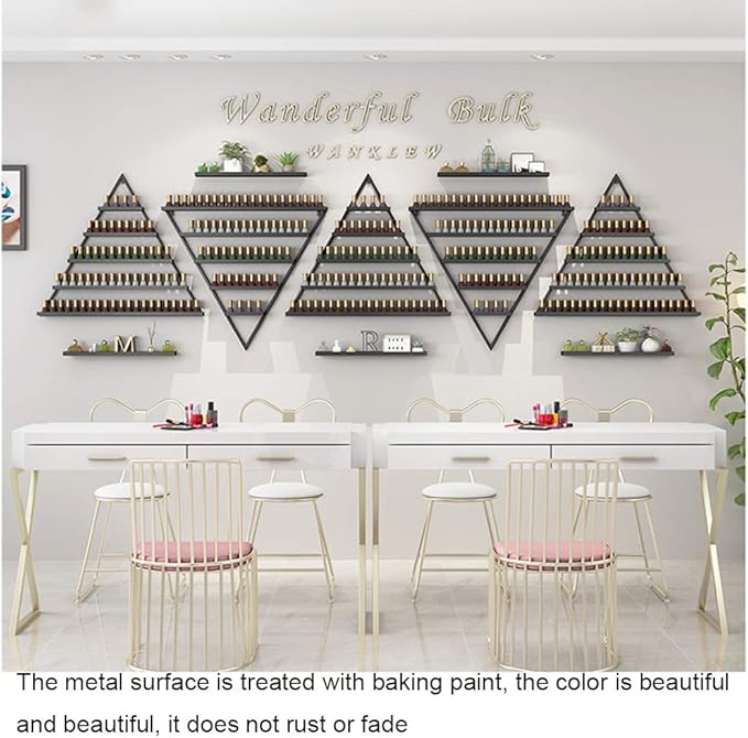 Metal nail polish display rack, 5-layer wall-mounted nail polish storage box, cosmetic display rack, wall rack for storing lipstick, essential oil, cosmetics