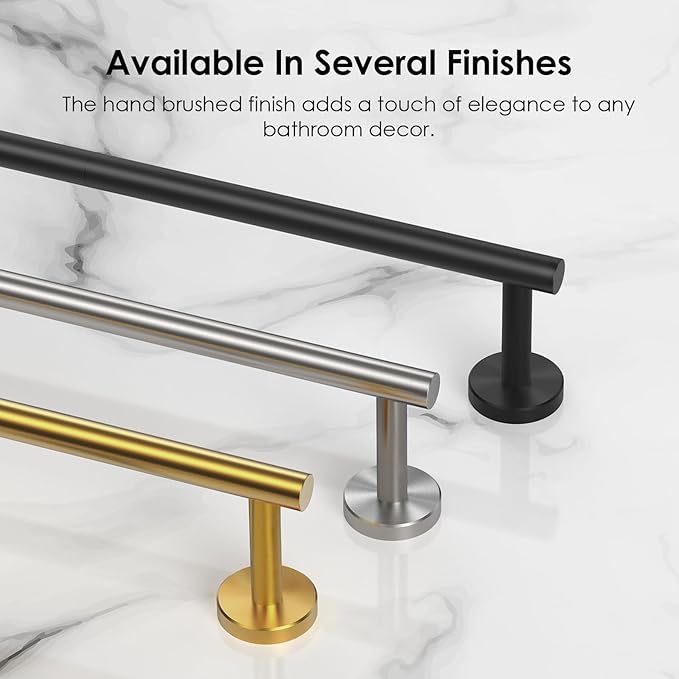 FORIOUS Black and Gold Towel Bar for Bathroom Wall, 24 Inch Stainless Steel Towel Racks for Bathroom, Includes Wall Mounting Hardware (Black and Gold,Total Length 26-Inch)