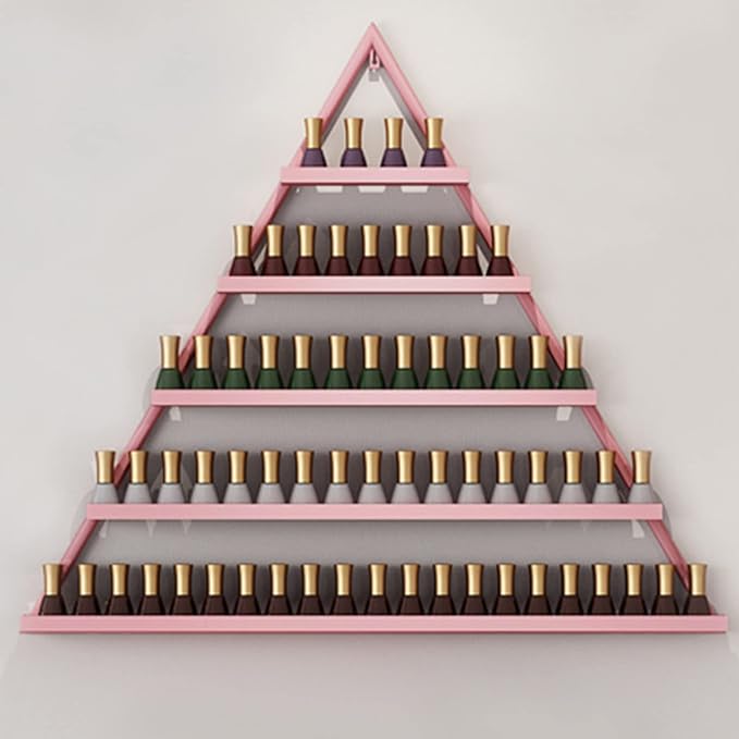 Nail Polish Rack Wall Mounted Perfume Organizer Shelves ,Triangle Nail Polish Metal Holder Essential Oil Display Case Shelf for Home Salon Business Spa, Cosmetics Bottles Storage Cabinet Spice Rack