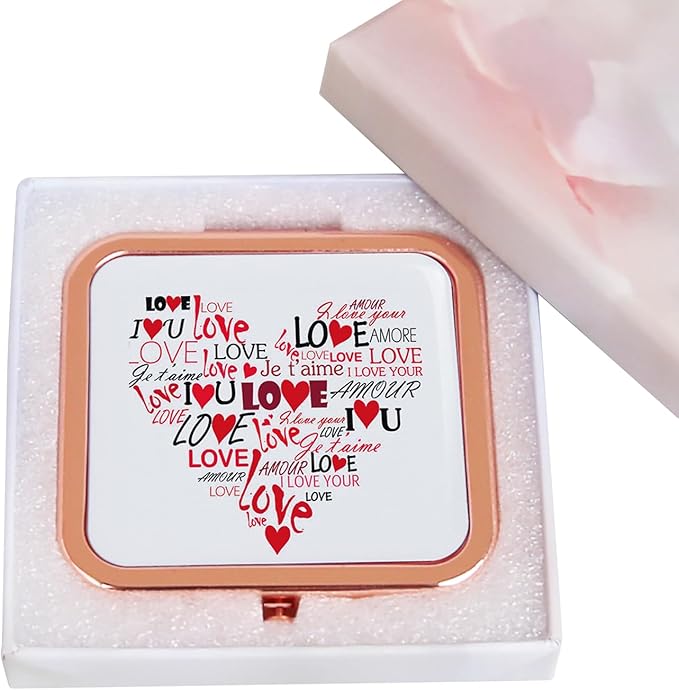 Compact Mirror for Women, Mini Pocket Travel Makeup Mirror, Portable Folding Small Pocket Mirror for Handbag, Purse, Handheld Pocket Mirror Rose Gold