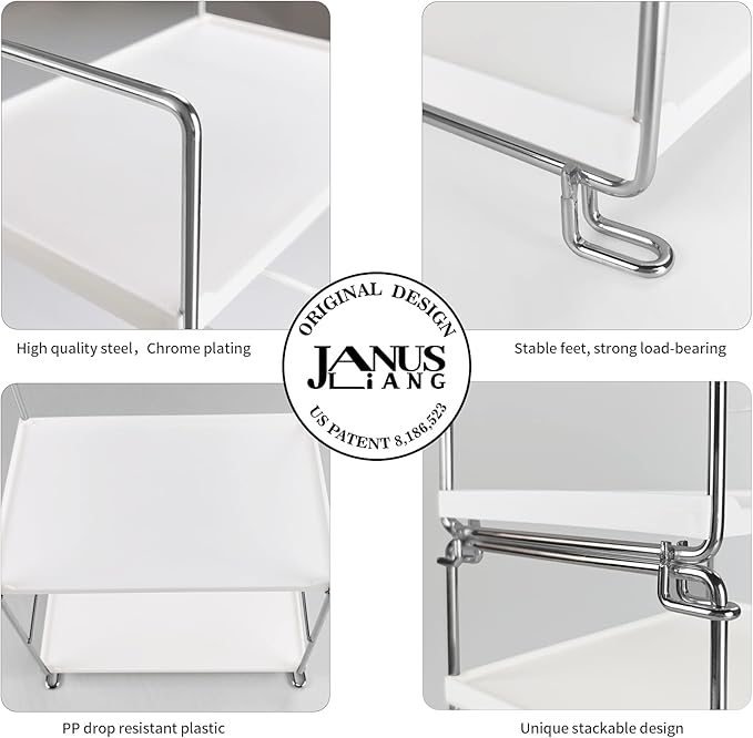 2-Tier Bathroom Countertop, Cosmetics Skincare Organizer Holder for Perfume, Bathroom Counter for Dresser and and Kitchen Vanity Organizer (Sliver)