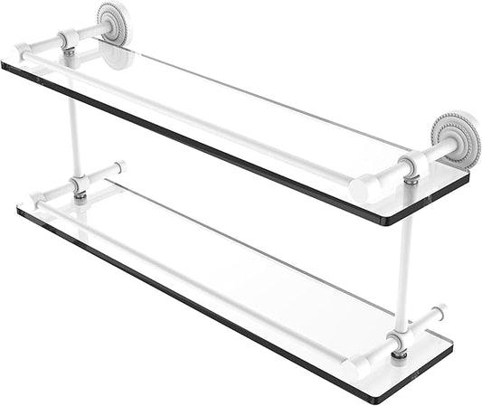 Allied Brass DT-2/22-GAL-WHM Dottingham 22 Inch Double Glass Gallery Rail Shelf, Matte White