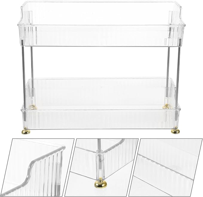 Alipis Countertop 2-Tier Shelf Bathroom Organizer Storage Stand Vanity Cosmetics Holder Multi-Purpose Dresser Storage Rack for Home and Bathroom Countertop