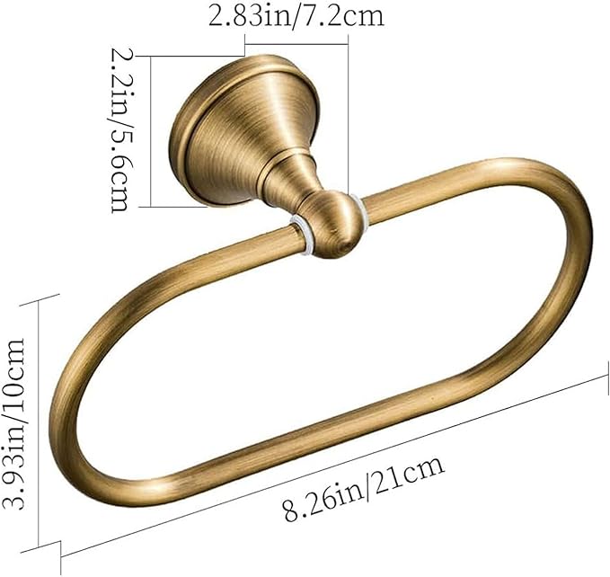 Brass Hand Towel Holder,Antique Towel Ring,Oval Towel Holder for Bathroom Antique Brass Towel Hanger Rustic Bath Accessories Wall Mounted