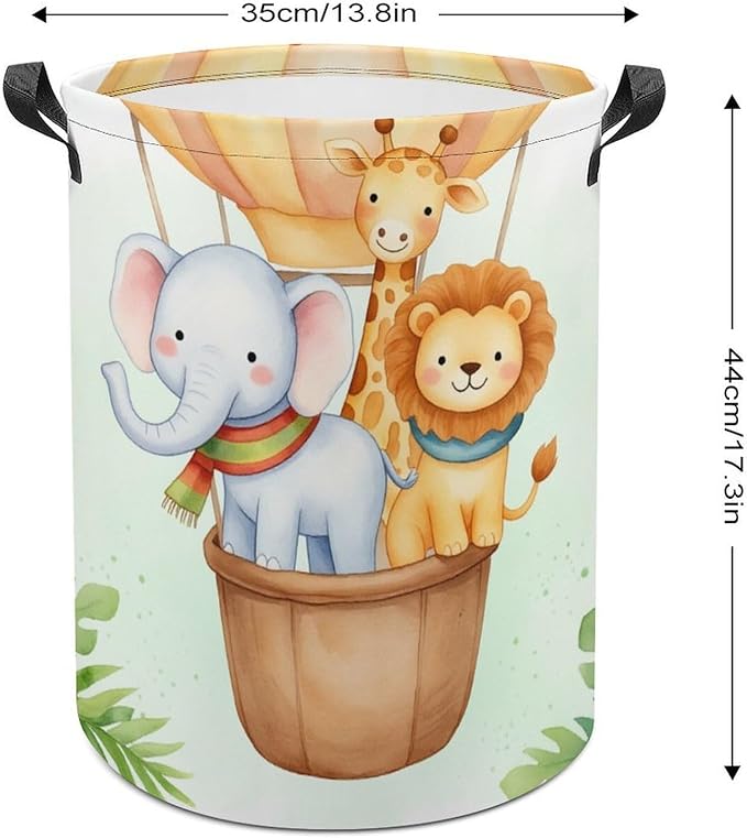 Cartoon Baby Laundry Basket Boys Room Decor Elephant Giraffe Hampers Boys Hamper Clothes Toy Storage Bin Jungle Decor
