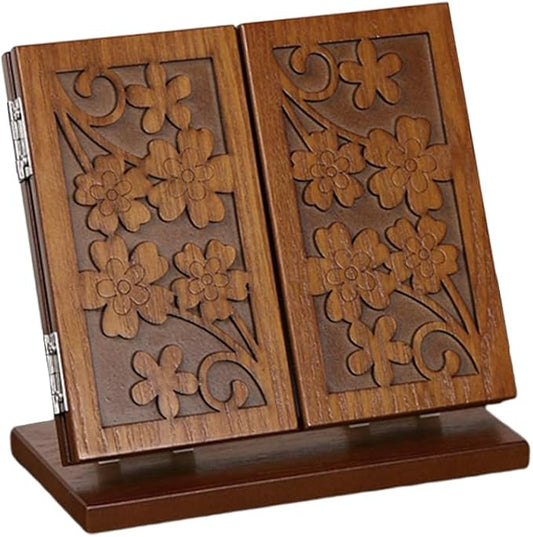 FOMIYES 1pc Wood Dressing Table Mirror Wooden Three Mirrors Indoor Desktop Make up Vanity Carved Standing Desk Makeup