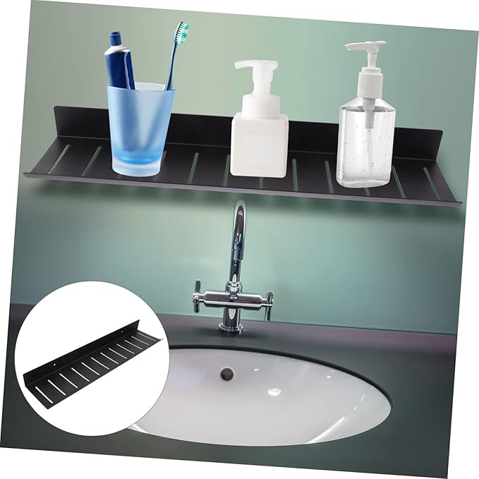 Garneck Black Space Aluminum Wall Mounted Bathroom Organizer Shelf Nail Wall Storage Rack for Living Bedroom Office Space Saving Bathroom Shelves