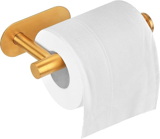 DGWHYC Gold Toilet Paper Holder, 304 Stainless Steel Toilet roll Paper Holder Rustproof for Bathroom, Kitchen and Washroom, 3M no driiling Wall Mount DG-TPA23