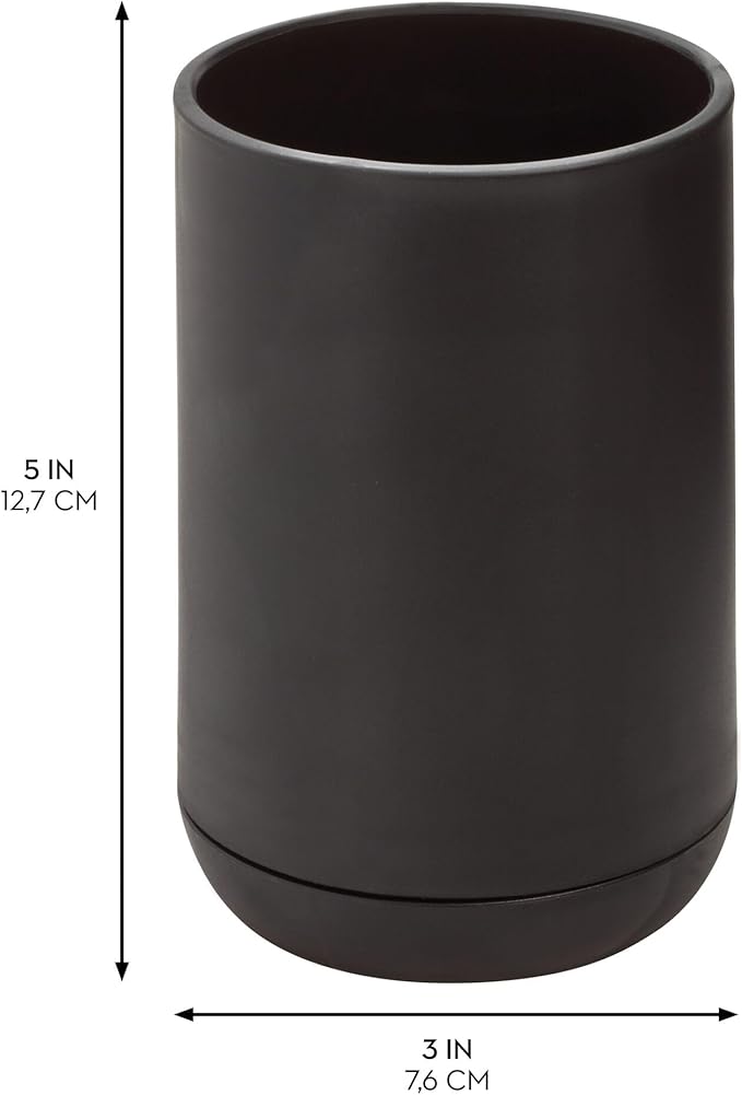 iDesign Toothbrush Holder for Normal Toothbrushes, Spin Brushes, and Toothpaste, The Cade Collection - 3" x 3" x 4. 5", Matte Black