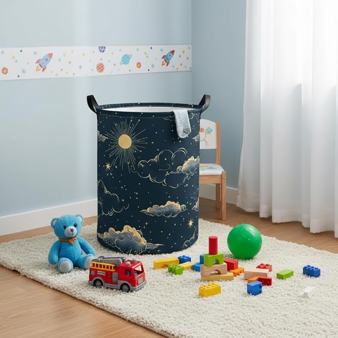 Baby Laundry Hamper kids laundry Basket Waterproof Storage Bin for Bedroom Toy Clothes Organizer Basket Woodland Animals Room D??cor(Stars)