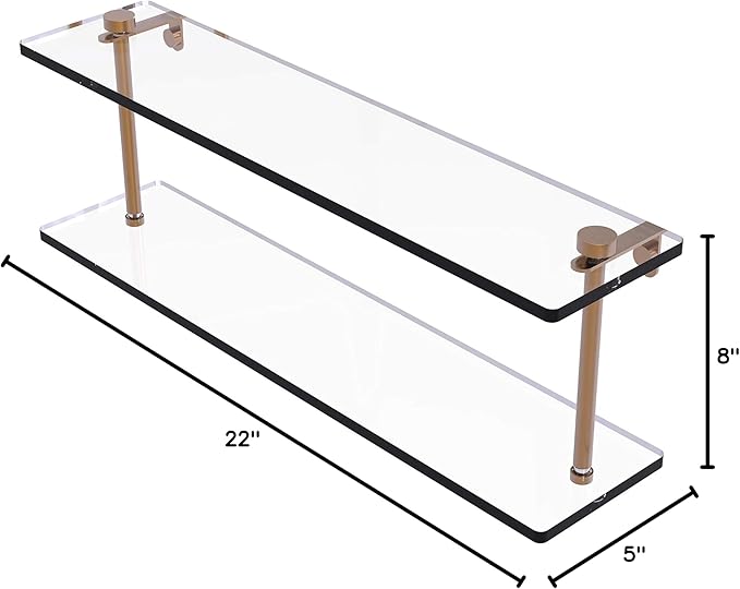 Allied Brass NS-2/22 22 Inch Two Tiered Glass Shelf, Brushed Bronze