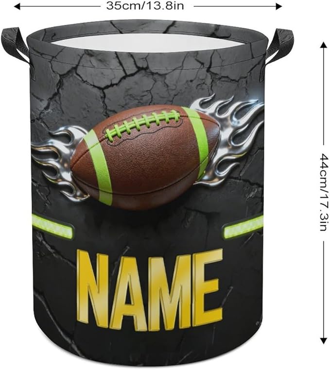 Personalized Rugby Laundry Hamper Custom Name Funny Dirty Clothes Laundry Basket Portable Storage Basket For Home Bathroom Family Football Lovers Xmas Birthday (style 8)