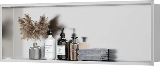 Neodrain Shower Niche, Insert Bathroom Storage Shower Shelf, Stainless Steel Recessed Wall Niche No Tiled Recessed Cabinet Waterproof for Shower Storage(Brushed,36"x12")