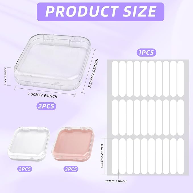 6PCS Nail Boxes for Press Ons, Acrylic Press on Nails Storage Box for Manicurist, Nail Packaging Box with 30 PCS Adhesive Double Sided Tape, Acrylic Fake Nail Display Box, Artificial False Nail Box