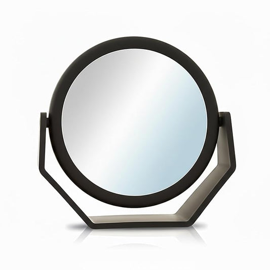 Danielle Creations Round Soft Touch Vanity Mirror, Black Matte, 1X/10X Magnifying Makeup Mirror, Tabletop & Desk Mirror for Bathroom, Bedroom, Portable Beauty Use