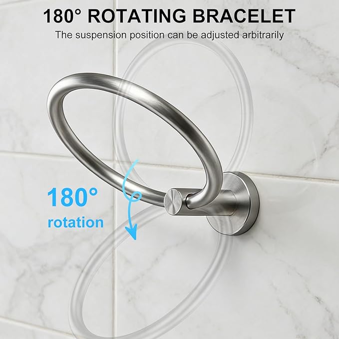SetSail Towel Holder for Bathroom Wall Silver Towel Ring Stainless Steel Hand Towel Holder 3 Packs Towel Hanger for Bathroom Accessories, Drill Hole