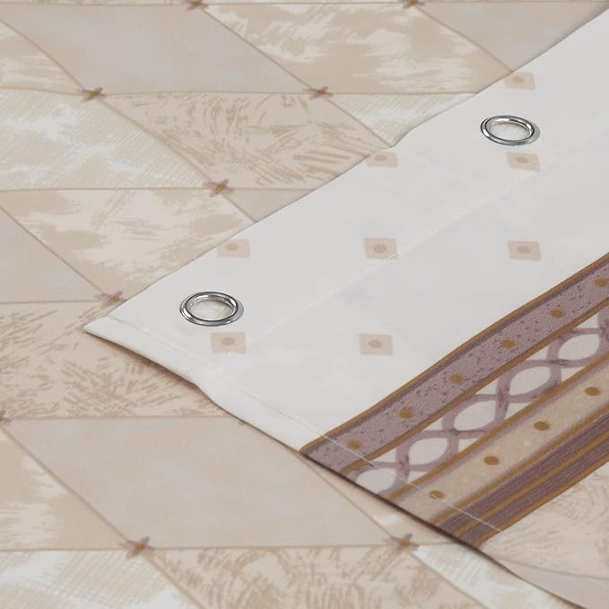 Corinthia Classic Beige Polyester Fabric Cream Printed Elegant Farmhouse Shower Curtains,Contemporary Ivory Decorative Waterproof Modern Cloth Tan Bathroom Curtains,72" W x 72" L