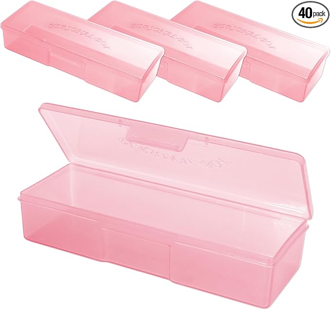 Beauticom Personal Box Storage Case for Professional Manicurist Nails Pedicure (Large Size) (40 Pieces, PINK)